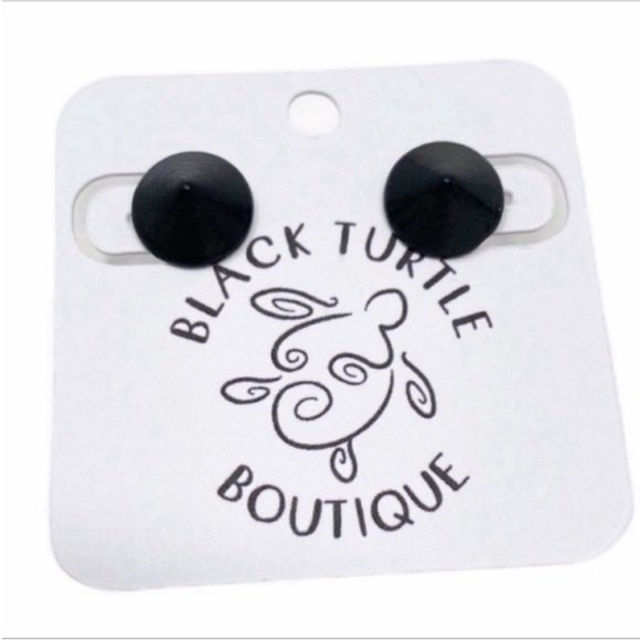 Cone metal post earrings 10mm NEW black - Picture 1 of 5